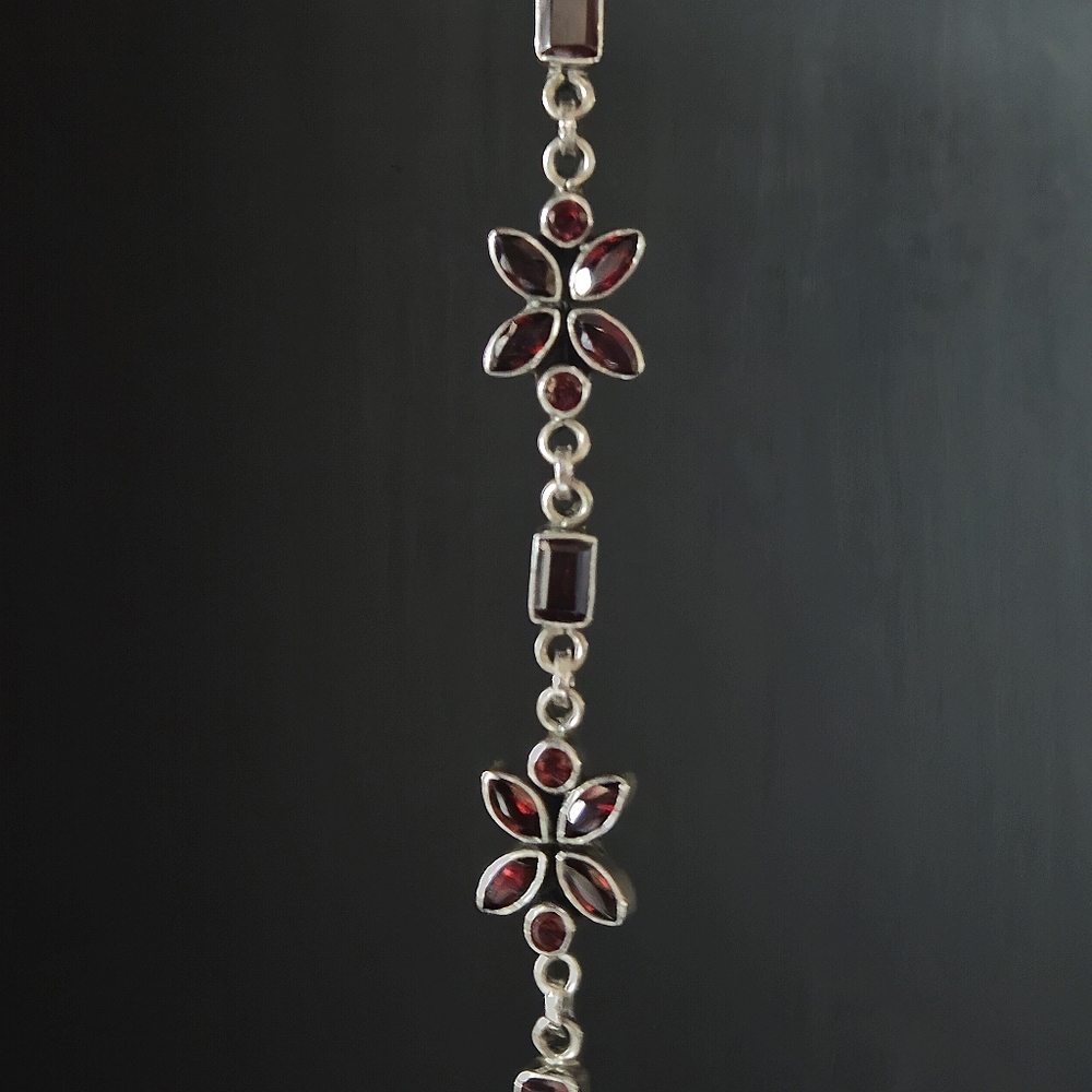 NICKY BUTLER 925 Sterling Silver Designer NB Bracelet Mozambique Garnet 7.25" - Picture 15 of 16